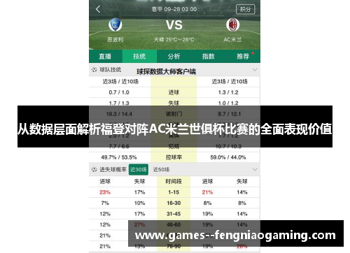 从数据层面解析福登对阵AC米兰世俱杯比赛的全面表现价值